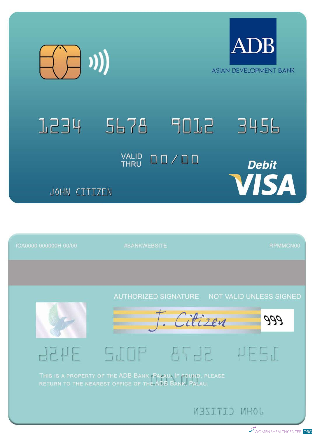 Download Palau ADB Bank visa debit card Photoshop template